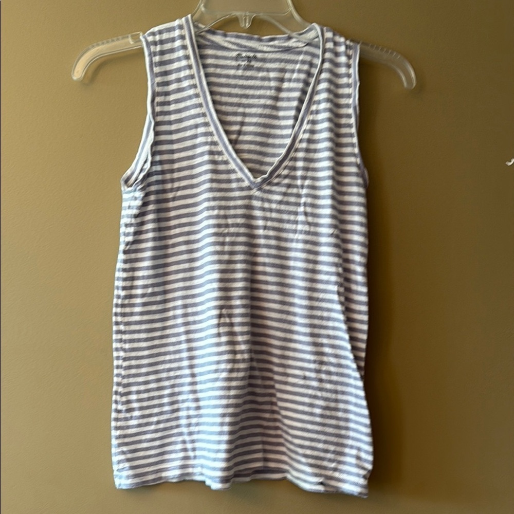 Striped Gray Sleeveless Madewell Top XS